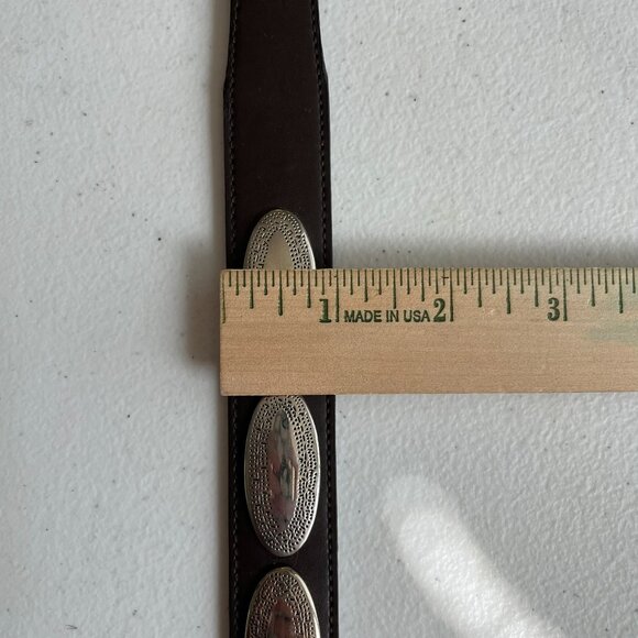 Lady Captiva Brown Belt, Engraved Silver Concho Southwest Cowgirl, Size Medium - Picture 11 of 11